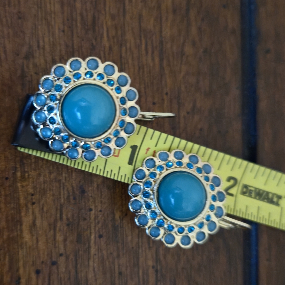 Banana Republic Gold And Turquoise Blue Drop Earrings - Picture 9 of 11